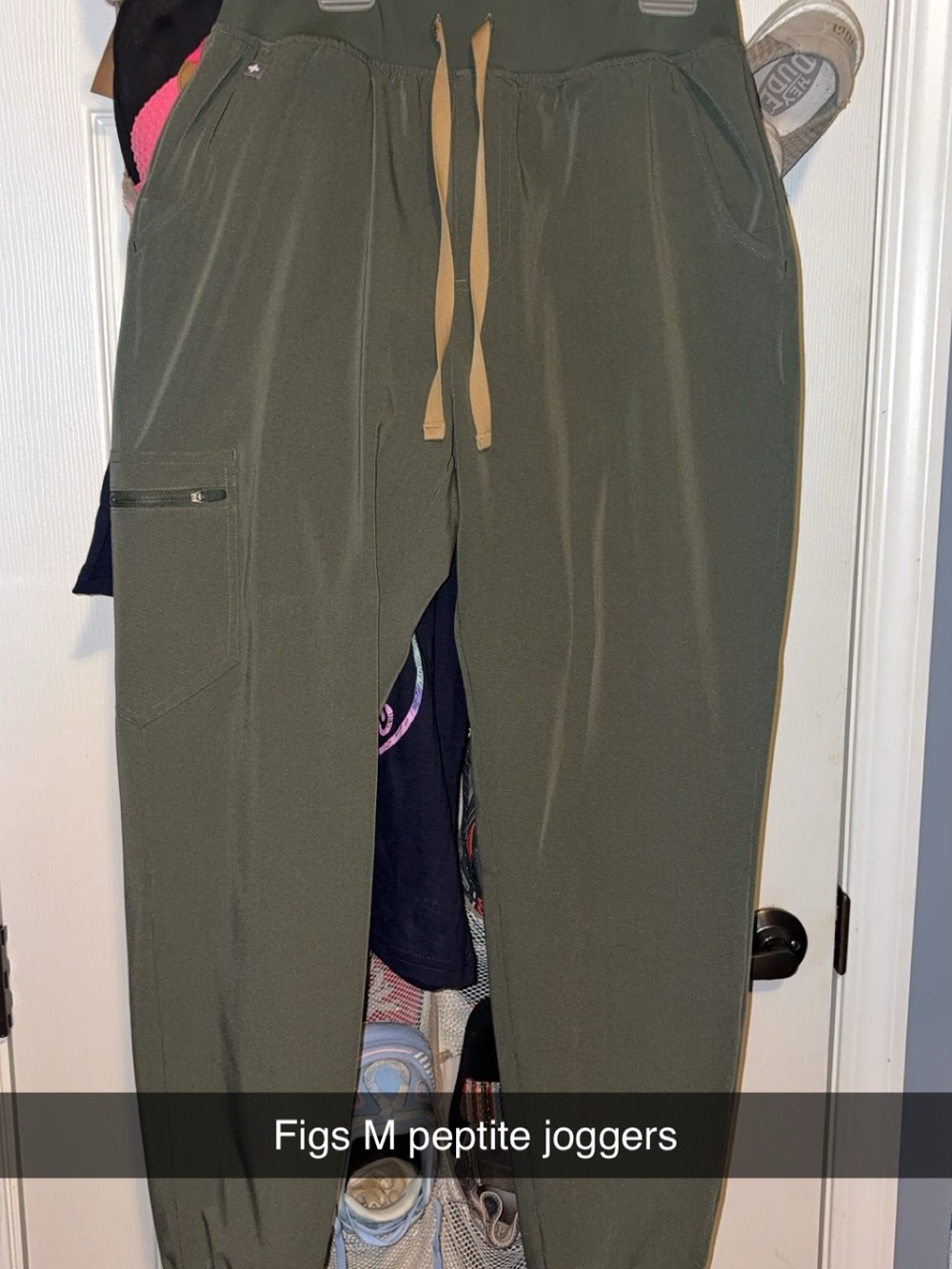 Figs Olive Green Jogger with Tan Drawstrings